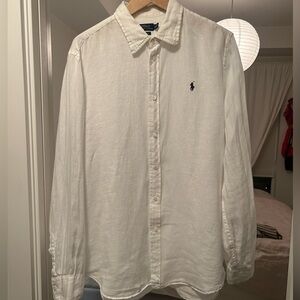 White linen Polo Ralph Lauren button down shirt